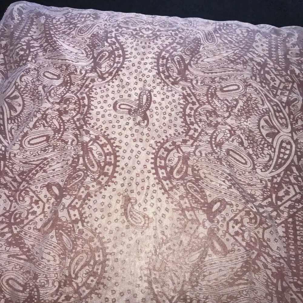 Sheer Scarf White Paisley Print Lightweight Bohemian Wrap Italy‎